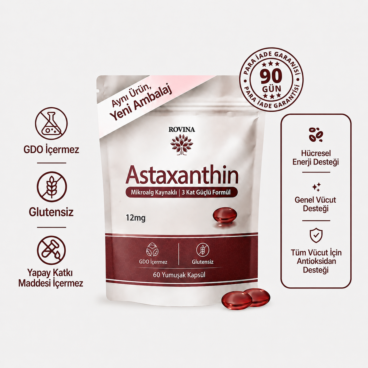 Rovina Astaksantin - Güçlü Antioksidan ile Vücut Desteği ve Hücresel Koruma